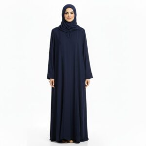 Abaya Ligne Effilochée – Bleu Marine