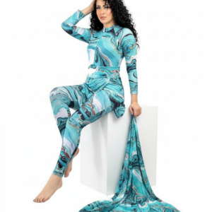 Burkini [ Cyan ] 5 pièces élégant et moderne- REF 52