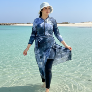 Burkini Noir[ 4 Pièces ] Style Moderne Confort & Élégance à la Plage – Léger et Séchage Rapide