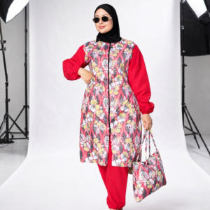 Ensemble Burkini Complet (4 Pièces) – Pantalon, Haut, Sac & Foulard